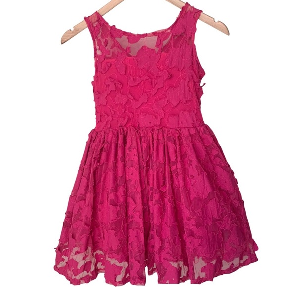 FIVE LOAVES TWO FISH Floral Appliqué Dress Fuchsia Special Occasion Party Dressy - Picture 1 of 12